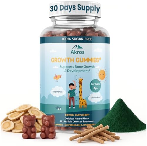 Gomitas de Crecimiento Akros para Niños y Adolescentes | Sin Azúcar, Calcio + Vitamina D3 y K2 | Soporte para Altura y Huesos | Ashwagandha, - imagen 1