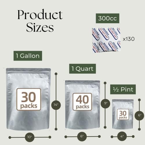 Bolsas Mylar Habitual Heart para Almacenamiento de Alimentos, 100 Unidades, 9.5mil de Grosor, 130 Absorbentes de Oxígeno, Empaque Hermético, - imagen 2