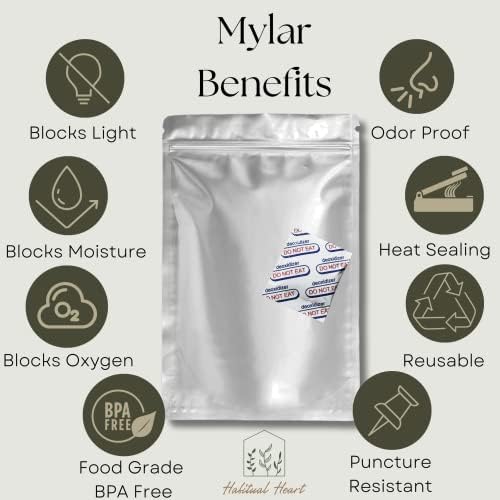 Bolsas Mylar Habitual Heart para Almacenamiento de Alimentos, 100 Unidades, 9.5mil de Grosor, 130 Absorbentes de Oxígeno, Empaque Hermético, - imagen 3