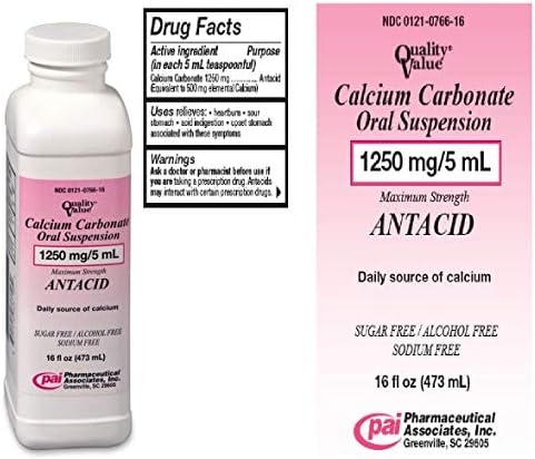 Suspensión Oral de Carbonato de Calcio 1250 mg/5 ml - 16 Oz. - imagen 1