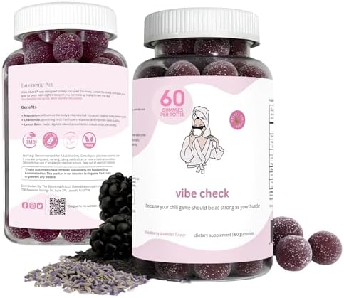 Gummies de Magnesio Balancing Act - Vibe Check para Mujeres – Sin Melatonina, Apoyo a la Calma y Relajación con Magnesio, Manzanilla y Melisa – Mora - imagen 1