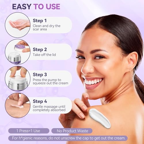 Crema Avanzada para Cicatrices, Gel de Silicona para Cicatrices Nuevas y Viejas, Eliminación de Cicatrices Quirúrgicas, Estrías, C-Section, Keloides, - imagen 2