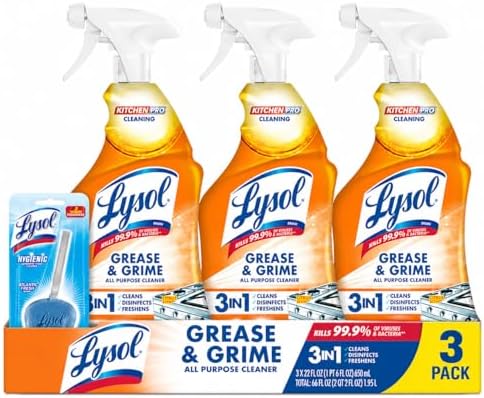 Limpiador Antibacterial Reckitt Lysol Kitchen Pro 22 Fl Oz (Paquete de 3) - Incluye 1 Limpiador de Inodoro Auto In-The-Bowl, Fresco Atlántico - imagen 1