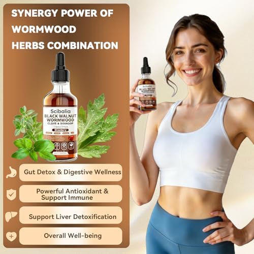 Scibalia Limpieza de Ajenjo, Nogal Negro y Clavo para Humanos, 19 en 1 Detox Intestinal Orgánico, Tinte Vegano con Guanábana, Calabaza y Aceite de - imagen 3