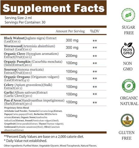 Scibalia Limpieza de Ajenjo, Nogal Negro y Clavo para Humanos, 19 en 1 Detox Intestinal Orgánico, Tinte Vegano con Guanábana, Calabaza y Aceite de - imagen 7
