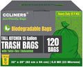 Bolsas de Basura Biodegradables para Cocina Alta de 13 Galones (120 Bolsas) Ecológicas Verdes de 55 Litros, Amigables con el Medio Ambiente - imagen 1