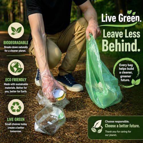 Bolsas de Basura Biodegradables para Cocina Alta de 13 Galones (120 Bolsas) Ecológicas Verdes de 55 Litros, Amigables con el Medio Ambiente - imagen 6