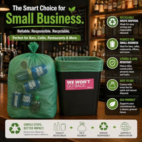Bolsas de Basura Biodegradables para Cocina Alta de 13 Galones (120 Bolsas) Ecológicas Verdes de 55 Litros, Amigables con el Medio Ambiente - imagen 8