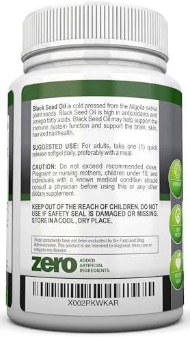 Aceite de Semilla de Nigella Sativa - 1000 Mg - 180 Cápsulas Blandas - Prensado en Frío, No Transgénico - Alto Contenido de Timoquinona - Rico en - imagen 3
