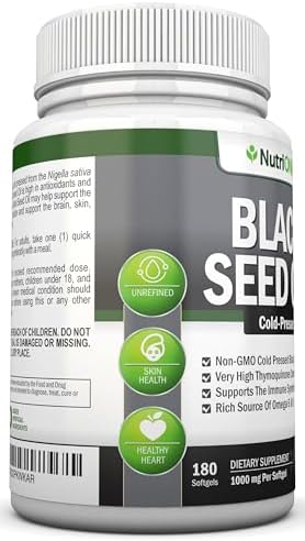 Aceite de Semilla de Nigella Sativa - 1000 Mg - 180 Cápsulas Blandas - Prensado en Frío, No Transgénico - Alto Contenido de Timoquinona - Rico en - imagen 4