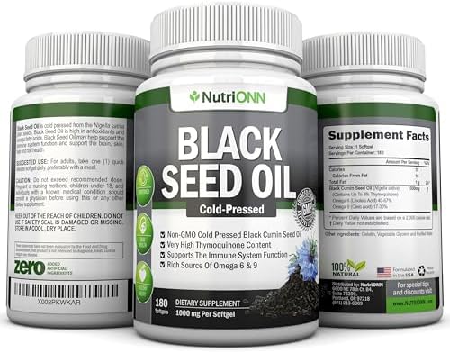 Aceite de Semilla de Nigella Sativa - 1000 Mg - 180 Cápsulas Blandas - Prensado en Frío, No Transgénico - Alto Contenido de Timoquinona - Rico en - imagen 6