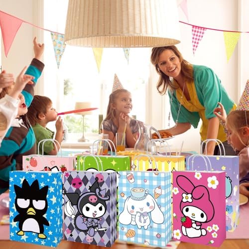 Kitty Suministros para Fiesta de Cumpleaños, 16PCS Bolsas de Regalo, 8 Diseños a Doble Cara, Perfectas para Decoraciones Kawaii de Cumpleaños - imagen 5