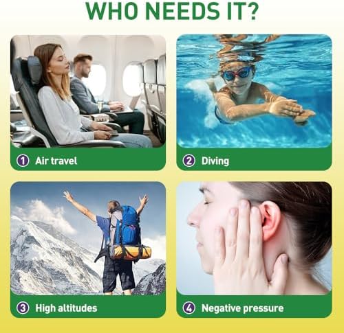Balanceador de Presión del Oído Eustachiano, Alivio para Tinnitus y Zumbido en los Oídos | Uso en Aire, Buceo y Altitud | Alivio Seguro | Blanco - imagen 3
