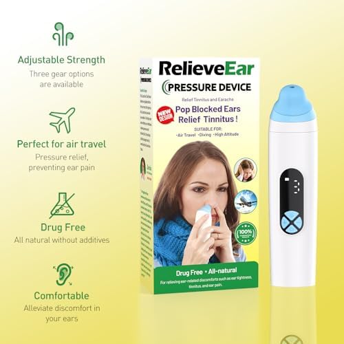 Balanceador de Presión del Oído Eustachiano, Alivio para Tinnitus y Zumbido en los Oídos | Uso en Aire, Buceo y Altitud | Alivio Seguro | Blanco - imagen 4