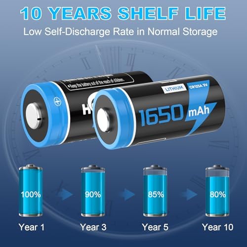 Batería de Litio Home4me CR123A 3V, 1650mAh, Paquete de 20, Ideal para Dispositivos de Seguridad y Linternas - 10 Años de Vida Útil, No Recargable - imagen 3