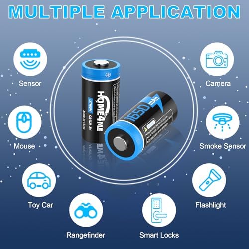 Batería de Litio Home4me CR123A 3V, 1650mAh, Paquete de 20, Ideal para Dispositivos de Seguridad y Linternas - 10 Años de Vida Útil, No Recargable - imagen 4