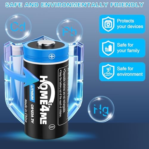 Batería de Litio Home4me CR123A 3V, 1650mAh, Paquete de 20, Ideal para Dispositivos de Seguridad y Linternas - 10 Años de Vida Útil, No Recargable - imagen 6