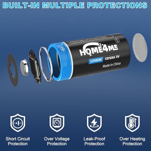Batería de Litio Home4me CR123A 3V, 1650mAh, Paquete de 20, Ideal para Dispositivos de Seguridad y Linternas - 10 Años de Vida Útil, No Recargable - imagen 7