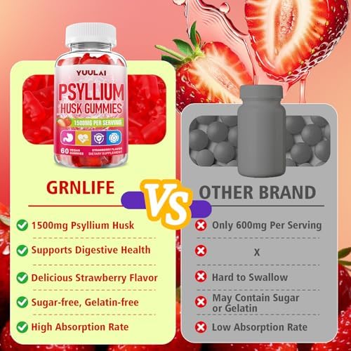 Gomitas de Psyllium YUULAI, Suplemento de Fibra Vegano, Sin Azúcar, 60 Unidades - imagen 4