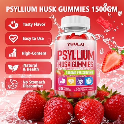 Gomitas de Psyllium YUULAI, Suplemento de Fibra Vegano, Sin Azúcar, 60 Unidades - imagen 6