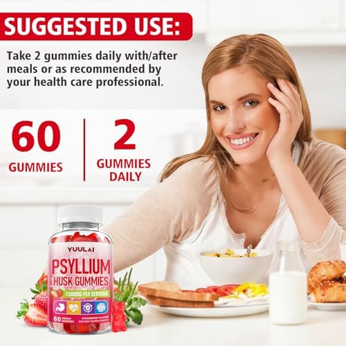 Gomitas de Psyllium YUULAI, Suplemento de Fibra Vegano, Sin Azúcar, 60 Unidades - imagen 7