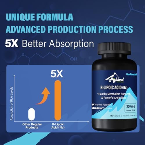 Ácido R Lipoico (Na) 300mg por Porción, 120 Cápsulas, Hasta 5X Mejor Absorción, Suplemento Dietético para Metabolismo Saludable y Antioxidantes - 1 - imagen 4