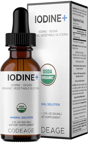 Codeage Gotas de Yodo Orgánico Certificado USDA - 250 Mcg por Porción - Suministro para 1+ Año - Suplemento Líquido de Yoduro - Vegano - 2 fl oz - imagen 1