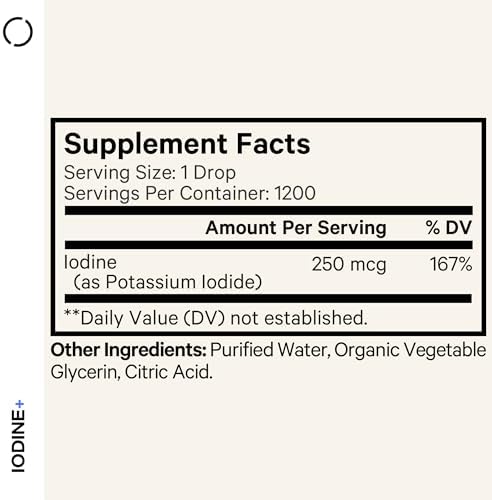 Codeage Gotas de Yodo Orgánico Certificado USDA - 250 Mcg por Porción - Suministro para 1+ Año - Suplemento Líquido de Yoduro - Vegano - 2 fl oz - imagen 2