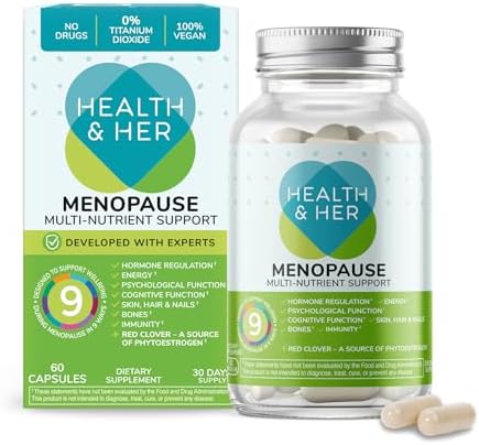 Suplementos para la Menopausia Health & Her - Soporte Multi-Nutriente, Vitaminas para Energía, Huesos, Músculos, Piel y Cabello, Vegano, Sin Gluten, - imagen 1
