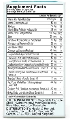 Suplementos para la Menopausia Health & Her - Soporte Multi-Nutriente, Vitaminas para Energía, Huesos, Músculos, Piel y Cabello, Vegano, Sin Gluten, - imagen 8