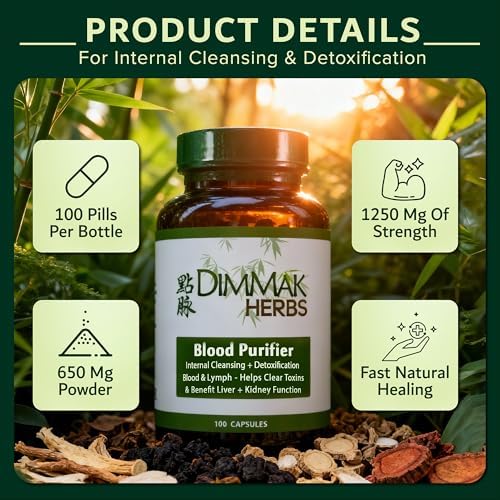 Dimmak Herbs Purificador de Sangre y Limpieza Linfática - Suplemento Detox Orgánico para Piel, Hígado e Inmunidad - 100 Cápsulas Veganas - imagen 3
