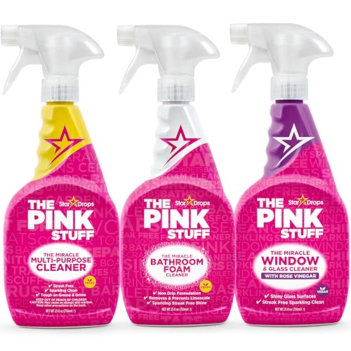 Paquete de 3 Stardrops The Pink Stuff: Spray Multiusos, Limpiador de Ventanas y Cristales, y Espuma para Baño – Solución de Limpieza Todo en Uno - imagen 2