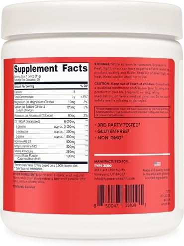 Type Zero Ultra Clean Polvo Vegano de BCAA + Electrolitos (Sabor Tropical) 6G 2:1:1 Sin Azúcar/Sin Sucralosa - Suplemento de Aminoácidos Vegano, 30 - imagen 4