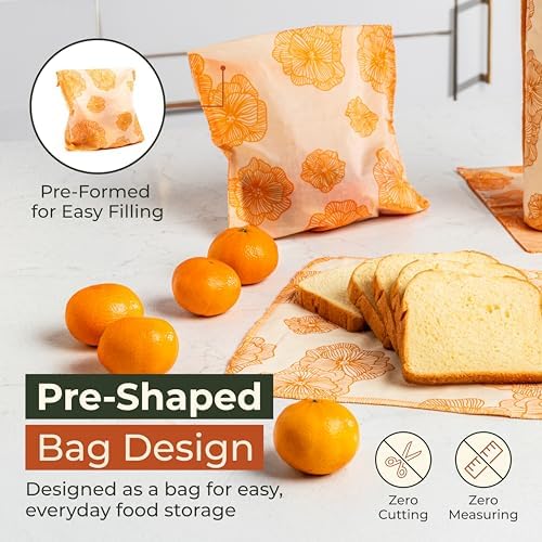 Bolsas de Almacenamiento de Alimentos Reutilizables EcoPledge de Cera de Abeja – Paquete de 8 (2 Grandes, 2 Medianas, 4 Pequeñas) | Alternativa - imagen 2