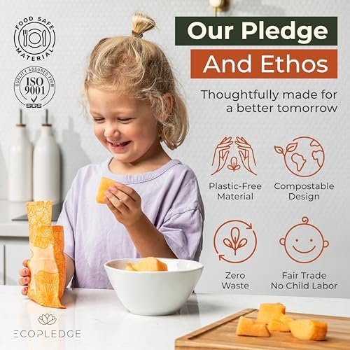 Bolsas de Almacenamiento de Alimentos Reutilizables EcoPledge de Cera de Abeja – Paquete de 8 (2 Grandes, 2 Medianas, 4 Pequeñas) | Alternativa - imagen 6