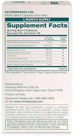 Suplemento Himalaya Focused Mind con Ashwagandha, Bacopa y L-Theanine para Atención, Enfoque y Energía, 60 Cápsulas Veganas, Sin Gluten, 1 Mes de - imagen 2