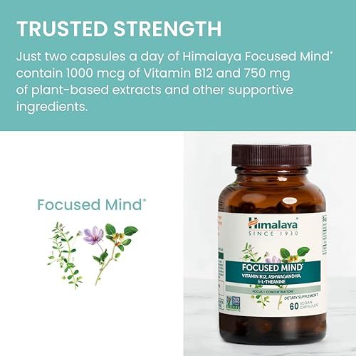 Suplemento Himalaya Focused Mind con Ashwagandha, Bacopa y L-Theanine para Atención, Enfoque y Energía, 60 Cápsulas Veganas, Sin Gluten, 1 Mes de - imagen 6