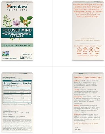 Suplemento Himalaya Focused Mind con Ashwagandha, Bacopa y L-Theanine para Atención, Enfoque y Energía, 60 Cápsulas Veganas, Sin Gluten, 1 Mes de - imagen 7
