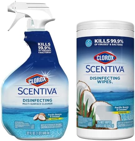 Limpiador Multiusos en Spray y Toallitas Desinfectantes Clorox Scentiva, Aroma Brisa del Pacífico y Coco - Paquete de 2 Productos - imagen 1