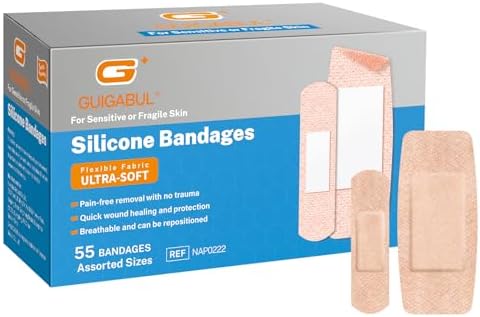 Curitas de Silicón Sin Dolor para Piel Sensible de Ancianos - 40 Unidades 0.75''x3'' Medianas y 15 Unidades 1.63''x4'' Extra Grandes de G+ GUIGABUL - - imagen 1