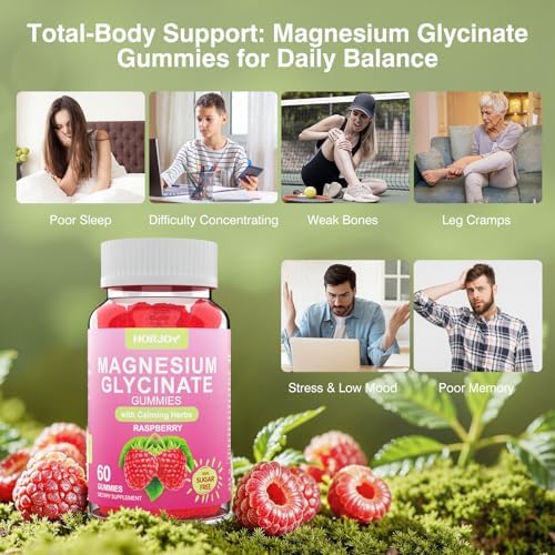 Gomitas de Magnesio para Adultos, Sin Azúcar, 600mg de Magnesio Glicinato con Ashwagandha, Melisa y GABA para Sueño y Relajación, Veganas, 60 - imagen 5