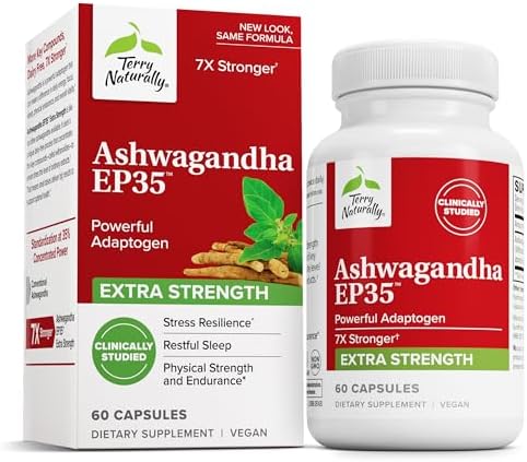 Terry Naturally Ashwagandha EP35 Extra Fuerte - 60 Cápsulas - Adaptógeno Potente - Sin OGM, Vegano - 60 Porciones - imagen 1