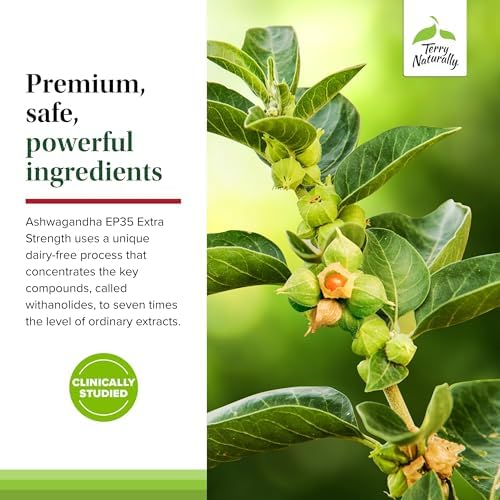 Terry Naturally Ashwagandha EP35 Extra Fuerte - 60 Cápsulas - Adaptógeno Potente - Sin OGM, Vegano - 60 Porciones - imagen 5