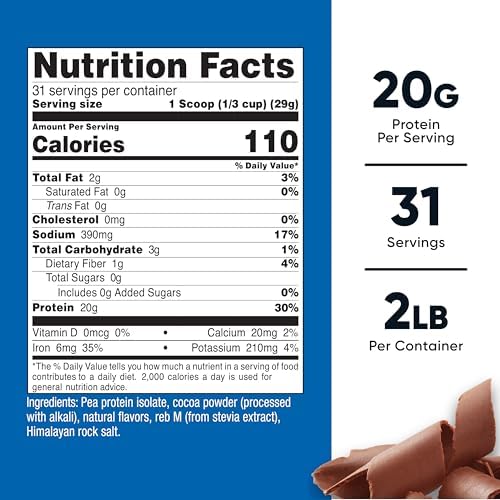 Proteína en Polvo de Guisante Nutricost (2 LBS) Chocolate - 20g de Aislado de Proteína Vegana, Sin OGM, Sin Gluten, 31 Porciones - imagen 2