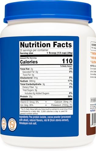 Proteína en Polvo de Guisante Nutricost (2 LBS) Chocolate - 20g de Aislado de Proteína Vegana, Sin OGM, Sin Gluten, 31 Porciones - imagen 5