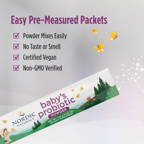Polvo Probiótico Sin Sabor Baby’s Nordic Flora de Nordic Naturals - 30 Paquetes - 4 Mil Millones de CFU - Salud Digestiva y Apoyo Inmunológico para - imagen 4