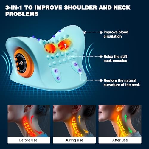Masajeador de Cuello GYSIEN, Relajante de Cuello y Hombros con Calor, 3 Modos, Almohadas Portátiles para Alivio del Dolor y Relajación Muscular, - imagen 2
