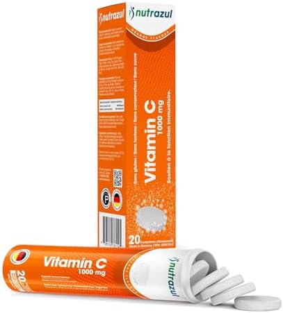 Tabletas Efervescentes de Vitamina C Nutrazul 1000mg, Suplemento para Mantener la Inmunidad, Sin Gluten, Sin Lactosa, Sin Azúcar, Sabor Naranja, 20 - imagen 5