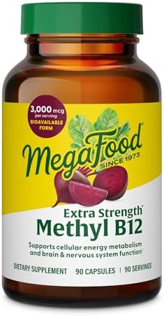 MegaFood Vitamina B12 Extra Fuerte 3000mcg, Apoya el Metabolismo Energético y la Salud Nerviosa, Vegana y Sin Gluten, 90 Cápsulas - imagen 1