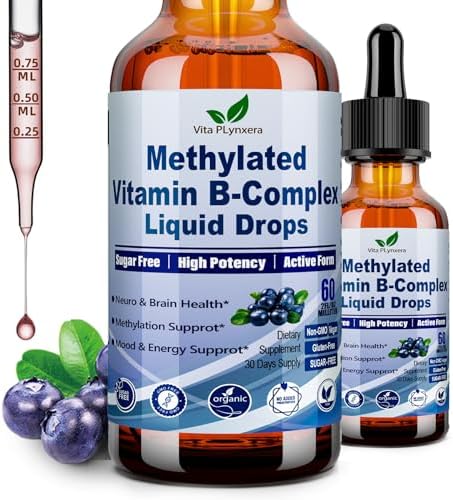 Gotas Líquidas de Complejo B Metilado 9 en 1 con B12, Metilfolato, Inositol, Colina, TMG, Vitamina C y E, Apoyo MTHFR, Energía y Salud Cerebral - imagen 1